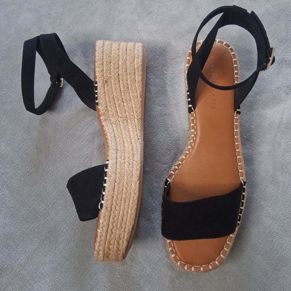 Kelly Katie Womens Tan Platform Ankle Strap Size 10M Espadrille Sandals